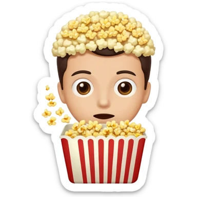 Person with this emoji 👀 for eyes and is eating popcorn 🍿 sticker