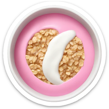 pink yogurt in a bowl with oats on the side sticker