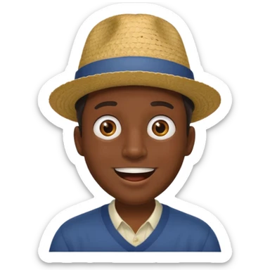 homme créole réunionnais  étonné  avec chapeau sticker