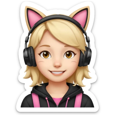 streamer girl with cat ears headphones sticker