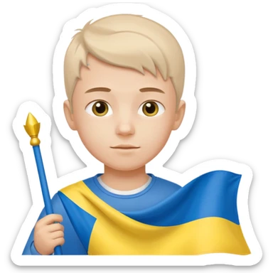 The Ukrainian boy with flag sticker