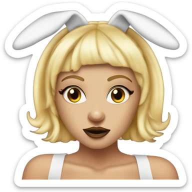 Creepy Blonde Go-go dancer light face Enid Sinclair wearing big floppy bunny ears  sticker