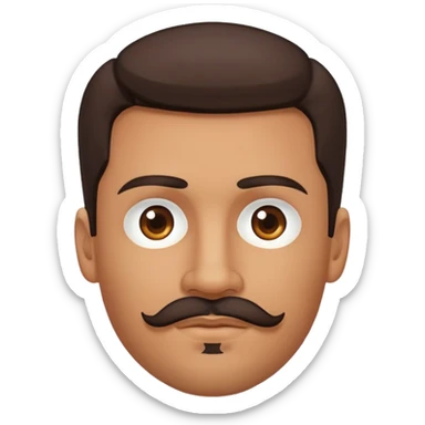 create a 30 year old man with a goatee and moustache, with short dark brown hairs, properly built sticker