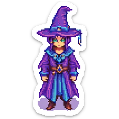 Dark Magician from Yu-Gi-Oh! pixel art style sticker
