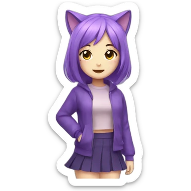 purple neko girl sticker