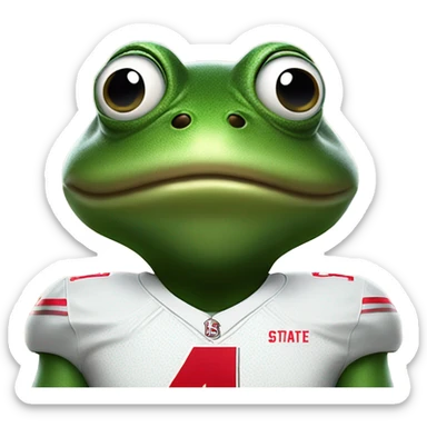 Bullfrog wearing Ohio state jersey number 4 sticker
