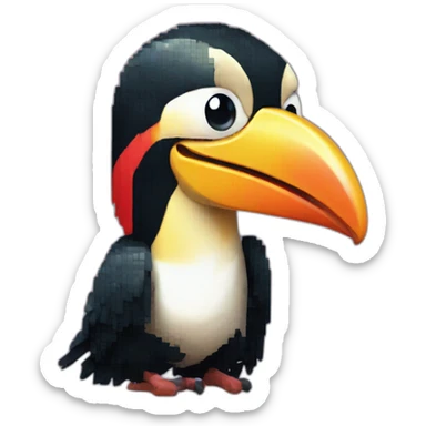 Pixelated excited toucan with the word HYPE under it sticker