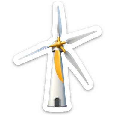 modern wind turbine, tall white tower with three long blades sticker