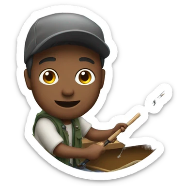 guy fishing off boat sticker