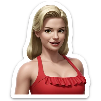 blonde girl in red dress sticker