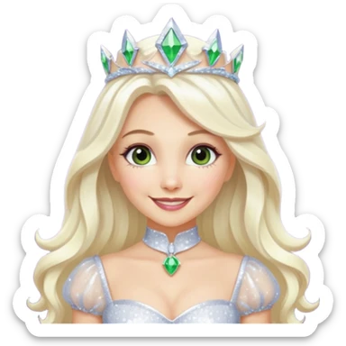 The Good Witch from Oz with long white blonde hair, white sequin outfit sticker