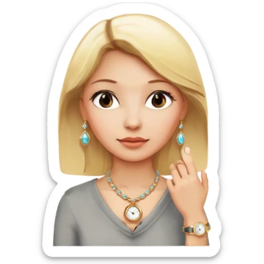 blonde with jewelry and watch sticker