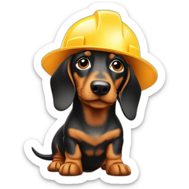 dachshund with construction hat sticker