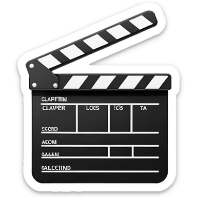 extremely minimal clapperboard icon, only the most essential lines, simple design sticker