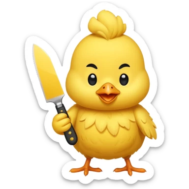 little chicken holding knive sticker