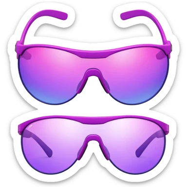 pink and purple two-tone shield visor glasses, color transition, Y2K style sticker