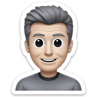 Rick Astley but he has a gray entity head where the entity has no eyes and the smile is black and he has a cut between his left eye and his clothes are gray and the background is pitch black sticker