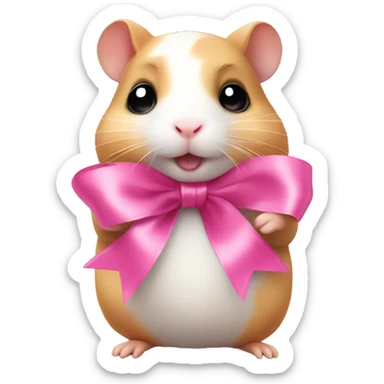 cute hamster with pink ribbon sticker