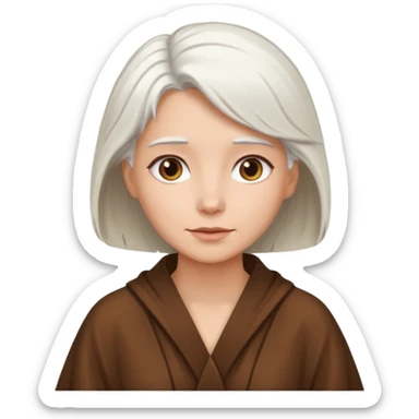 white haired woman in brown robe sticker