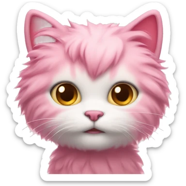 cute pink fluffy cat sticker