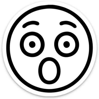 icon of a surprised or amazed head with wide eyes and open mouth, modern icon style sticker