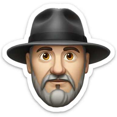 Russian writer Alexander Kuprin Photorealism A plump serious man of Slavic appearance with Small eyes with goatee beard and mustache, with a  short haircut, big detailed face, wrinkled face, wearing a fedora hat sticker
