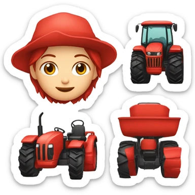 Grüner traktor mit roten felgen darin sitzt mädchen mit roten haaren und sagt hopperla sticker