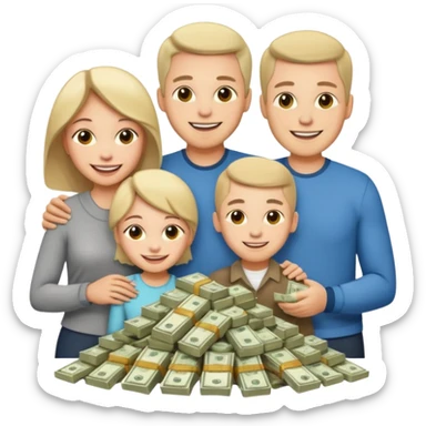 money around a family of four people sticker