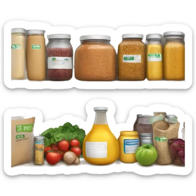 food pantry with organic food  sticker