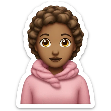 pink christmas cozy girl with brown hair sticker