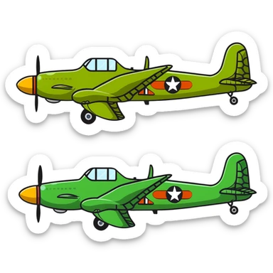 Fantasy aircraft with WWII bomber body, four propeller engines, and crocodile head and scales sticker
