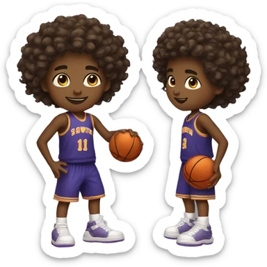 brownskin boy with curly hair playing basketball  sticker