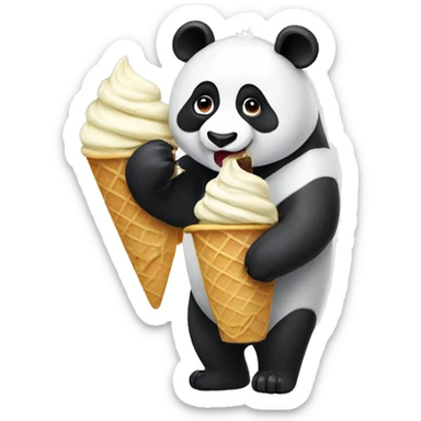 Panda eating ice cream sticker