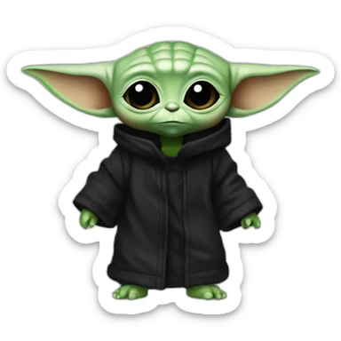 baby yoda with black rave outfit sticker