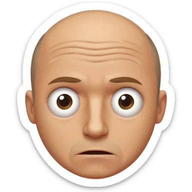 balding man in fisheye lense stressing out sticker