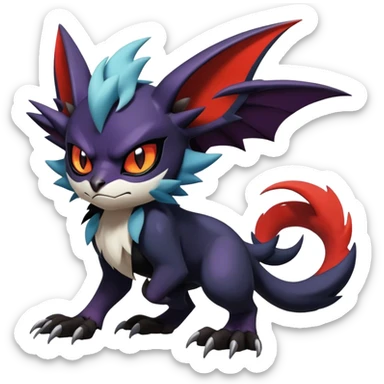 Edgy Cool Litten-Noivern-Noibat-Absol-Pokémon Full Body sticker