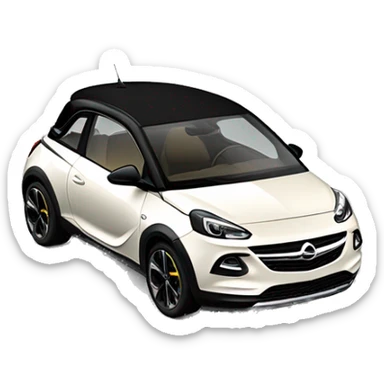opel adam rocks in off white with black top and big sliding roof from the front  sticker