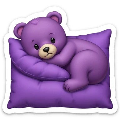 Purple teddy bear sleeping on a pillow  sticker