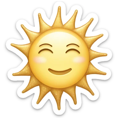 Sparkly glossy beige crescent sun sticker