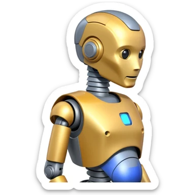Pregnant male robot emoji. Profile view. Facing left. Square head. sticker