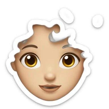 girl with big blue eyes, fair skin and curly hair with bangs sticker