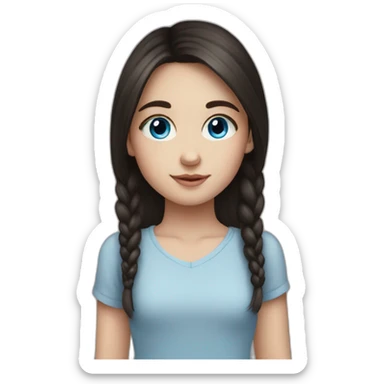 Cute girl with dark hair and blue eyes painting sticker