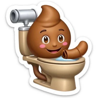 Emoji qui fait caca dans les toilettes  sticker