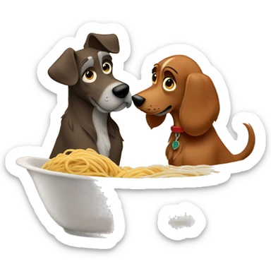 the lady and the tramp in the spaghetti scene sticker