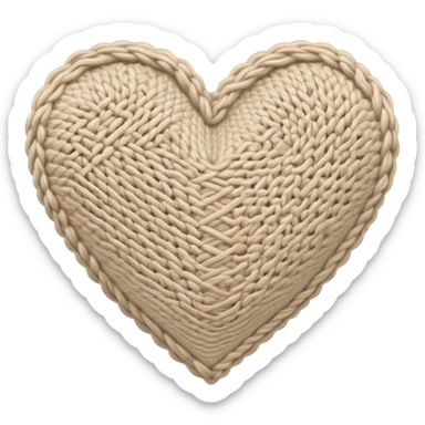 Knitted beige heart sticker