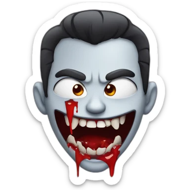 A vampire with sharp teeth dripping blood sticker