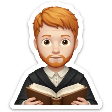 ginger lad studying bible sticker