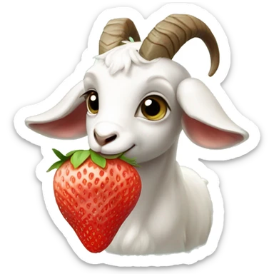 generate a really really cute baby goat eating strawberries sticker