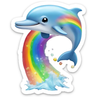 Dolphin jumping with rainbows sticker