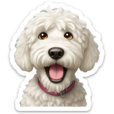 White labradoodle with mouth open  sticker